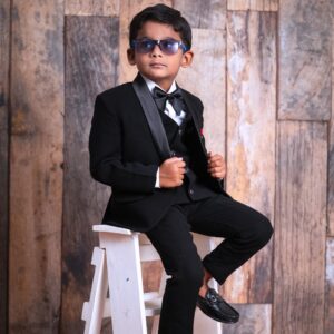Boys 5-Piece Black Party Wear Suit with Bow Tie – Premium Formal Outfit