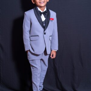 Classic Grey Kids Tuxedo Suit – Party & Formal Wear for Boys