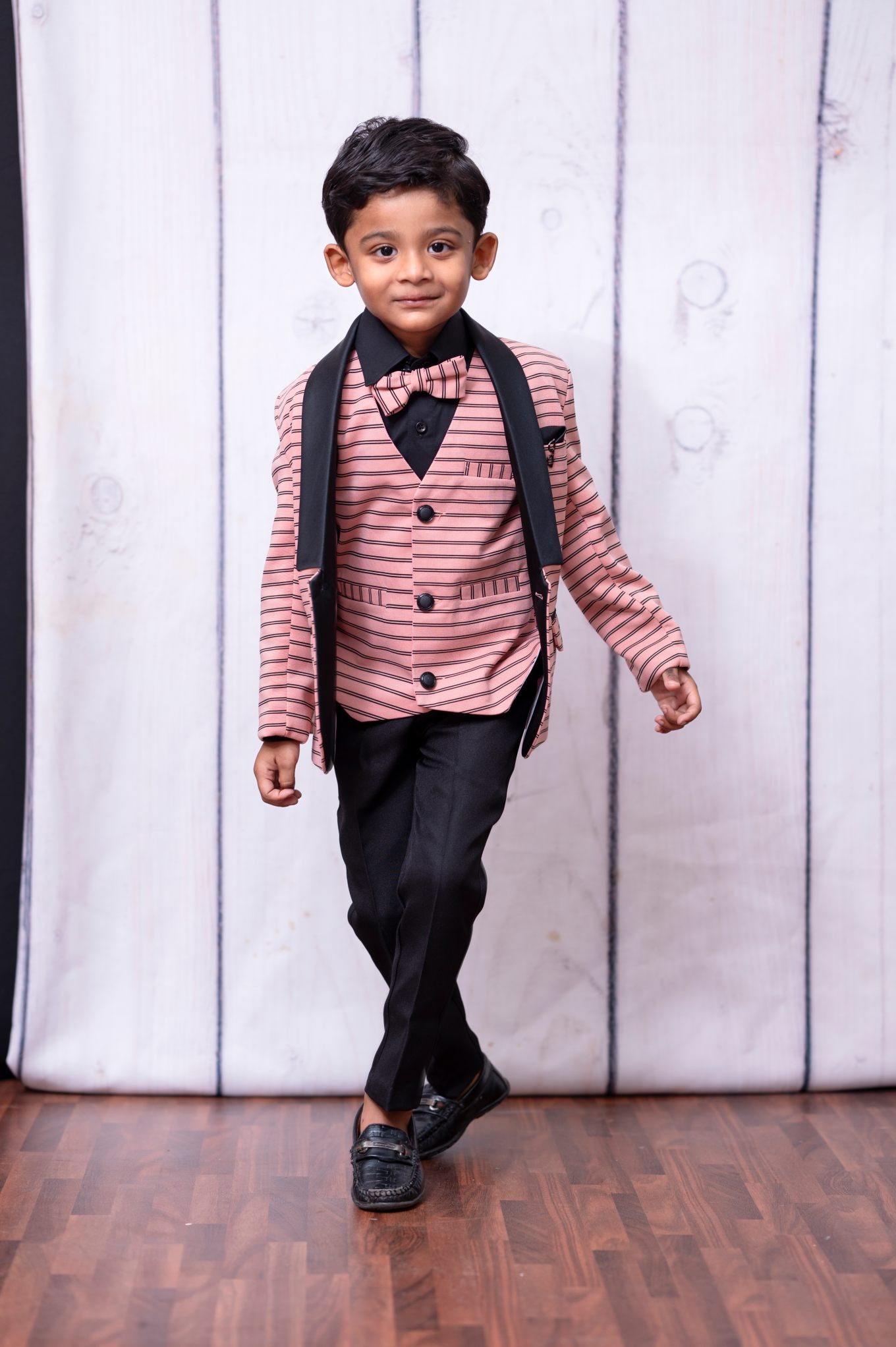 Blush Pink Stripe Tuxedo Suit – Premium Party Wear for Boys - Image 7